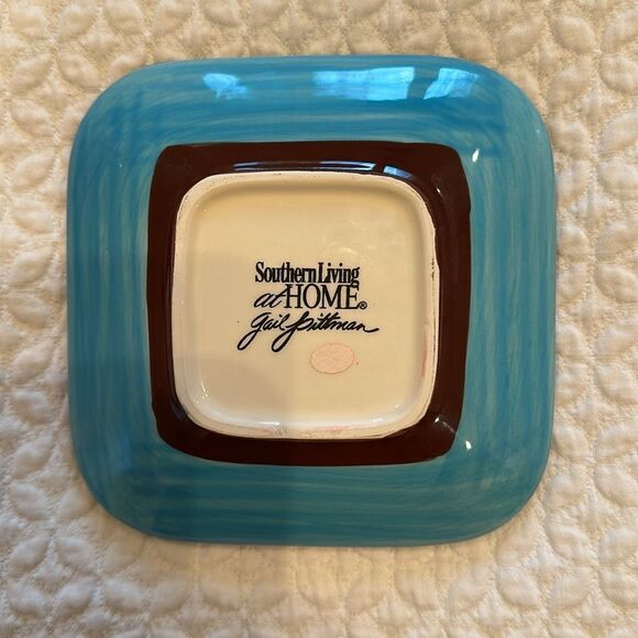 GAIL Pittman Brio Pattern Southern Living At Home 5 5/8” Square Appetizer Plate - Picture 2 of 4